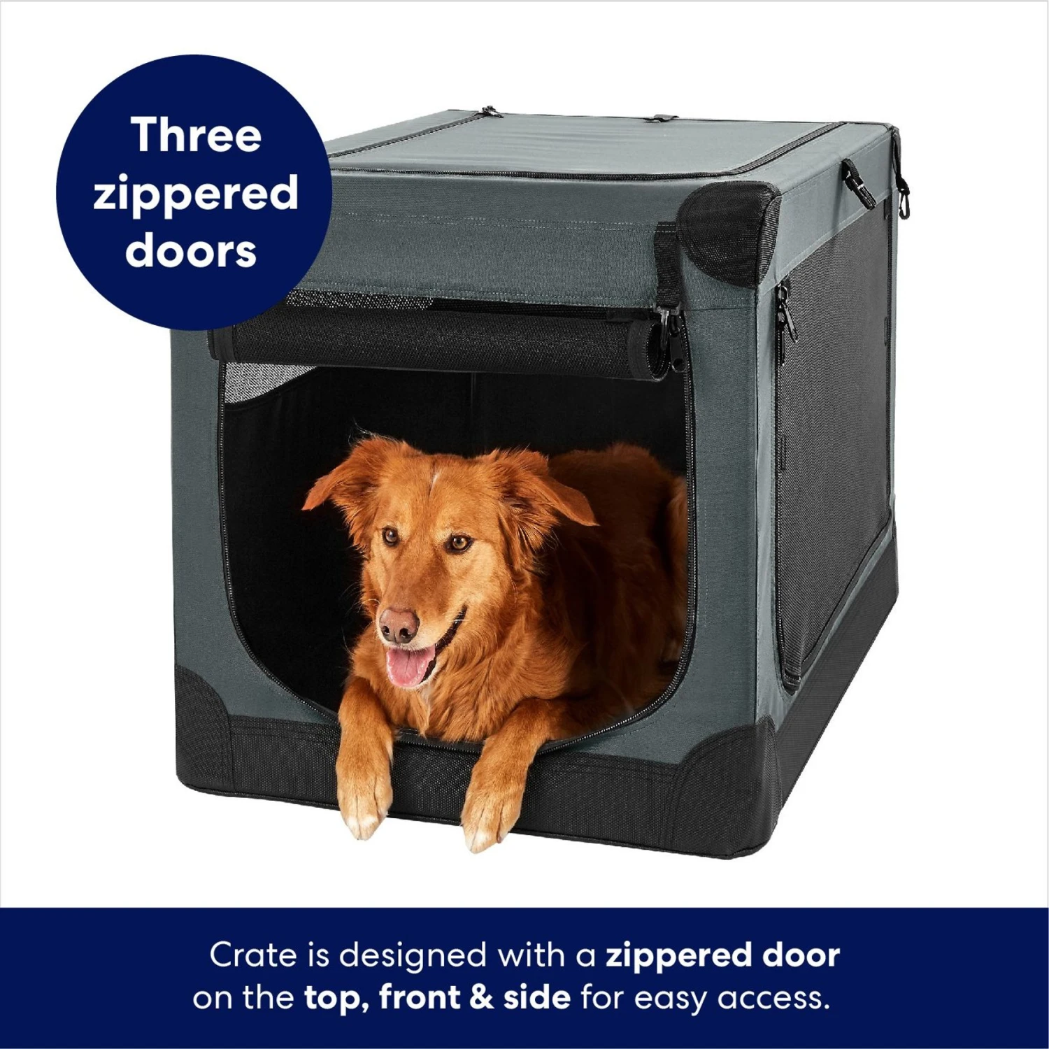 Frisco Indoor & Outdoor 3-Door Collapsible Soft-Sided Dog & Small Pet Crate 6 Frisco Indoor & Outdoor 3-Door Collapsible Soft-Sided Dog & Small Pet Crate - Image 4