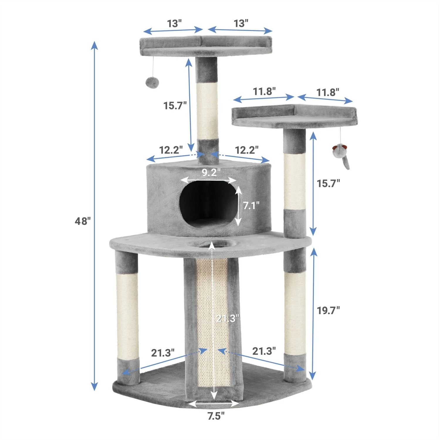 Frisco 48-in Faux Fur Cat Tree & Condo 4 Frisco 48-in Faux Fur Cat Tree & Condo - Image 2