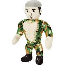 Frisco Retro Camo Hero Muscle Plush Squeaky Dog Toy