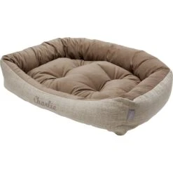 Frisco Rectangular Personalized Bolster Dog Bed W/Removable Cover, Beige, Large -Frisco 234948 PT2. AC SS1800 V1600206988