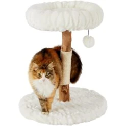 Frisco Natural Wood Modern Cat Tree With Toy, Ivory, Small -Frisco 236559 PT2. AC SS1800 V1615987338