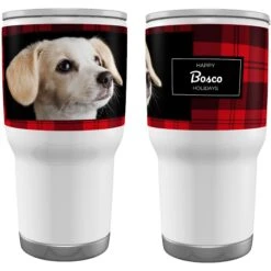 Frisco Double Walled Red Plaid Personalized Tumbler, 30-oz Cup