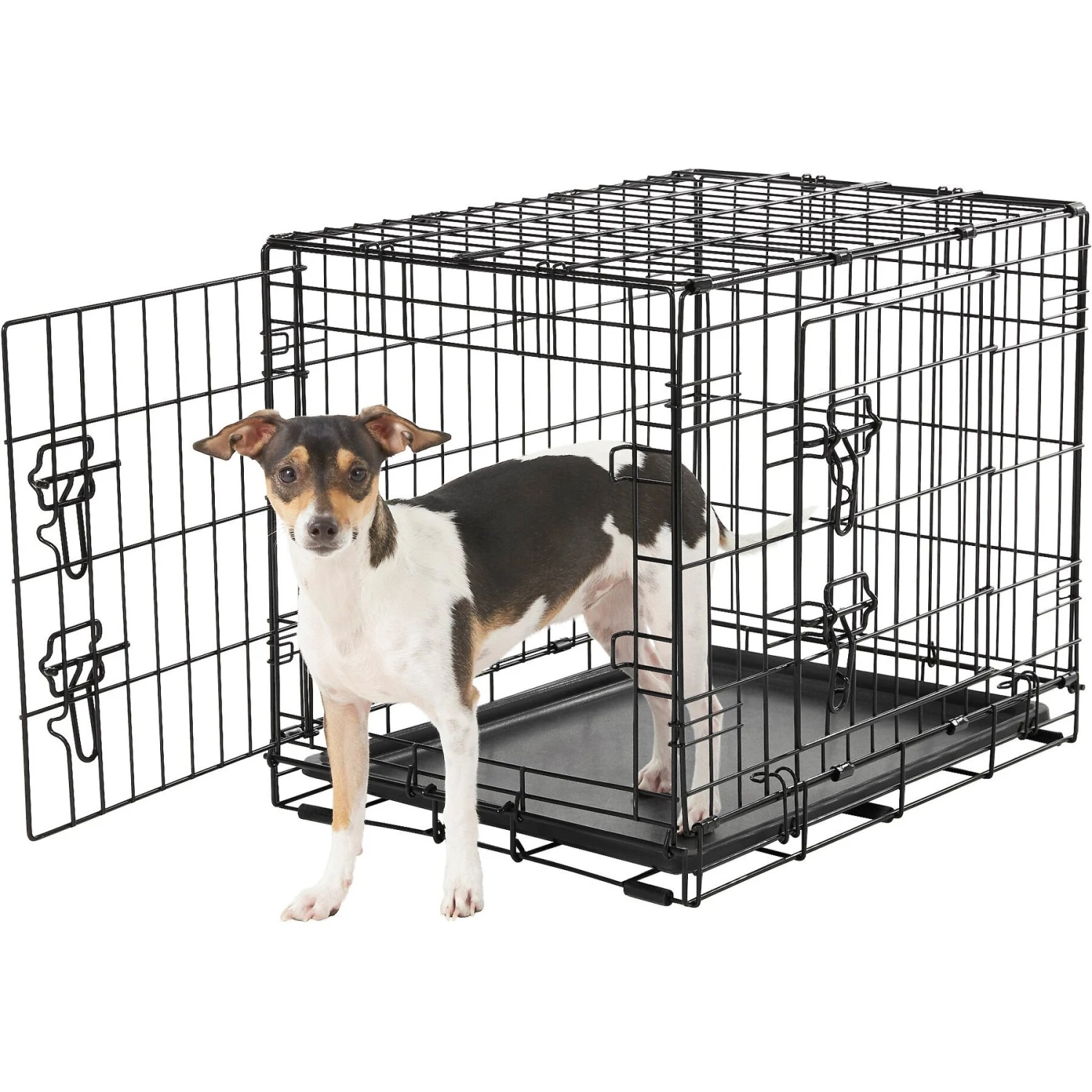 Frisco Fold & Carry Double Door Collapsible Wire Dog Crate & Frisco Gray Basket Weave Dog Crate Mat 4 Frisco Fold & Carry Double Door Collapsible Wire Dog Crate & Frisco Gray Basket Weave Dog Crate Mat - Image 3