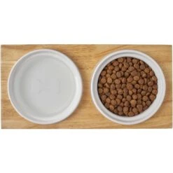 Frisco Ceramic Dog & Cat Double Diner With Elevated Wood Stand -Frisco 256052 PT6. AC SS1800 V1615311469