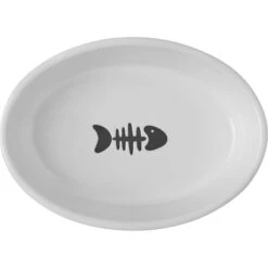 Frisco Oval Meow Non-skid Ceramic Cat Bowl With Wood Base -Frisco 256080 PT4. AC SS1800 V1615311695