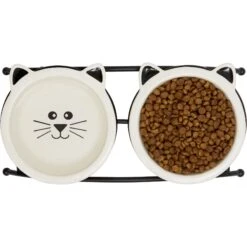Frisco Cat Face Non-skid Elevated Double Ceramic Cat Bowl -Frisco 256113 PT5. AC SS1800 V1615311146