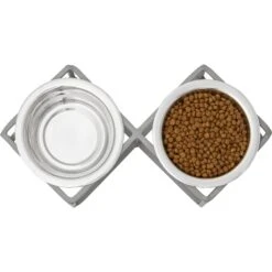 Frisco Elevated Diamond Stainless Steel Double Diner Dog & Cat Bowl -Frisco 257147 PT3. AC SS1800 V1612367490
