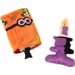 Frisco Halloween Enchanted Book & Candle Plush Cat Toy With Catnip, 2 Count