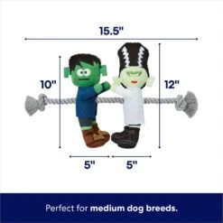 Frisco Halloween Frankenstein & Bride Plush With Rope Squeaky Dog Toy -Frisco 270496 PT1. AC SS1800 V1689878024