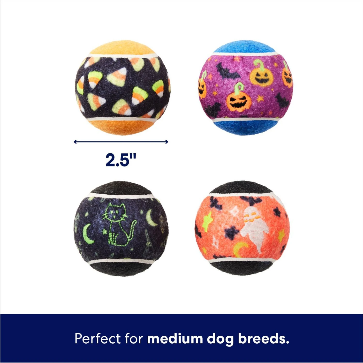 Frisco Halloween Glow In The Dark Fetch Squeaky Tennis Ball Dog Toy 3 Frisco Halloween Glow In The Dark Fetch Squeaky Tennis Ball Dog Toy - Image 2