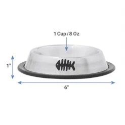Frisco Fish Print Non-Skid Stainless Steel Dish Cat Bowl -Frisco 277583 PT1. AC SS1800 V1628861789