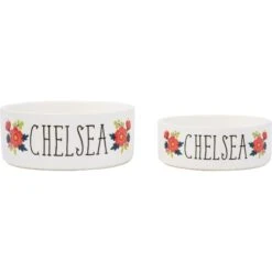 Frisco Flower Ceramic Personalized Dog Bowl -Frisco 286985 PT5. AC SS1800 V1625860262
