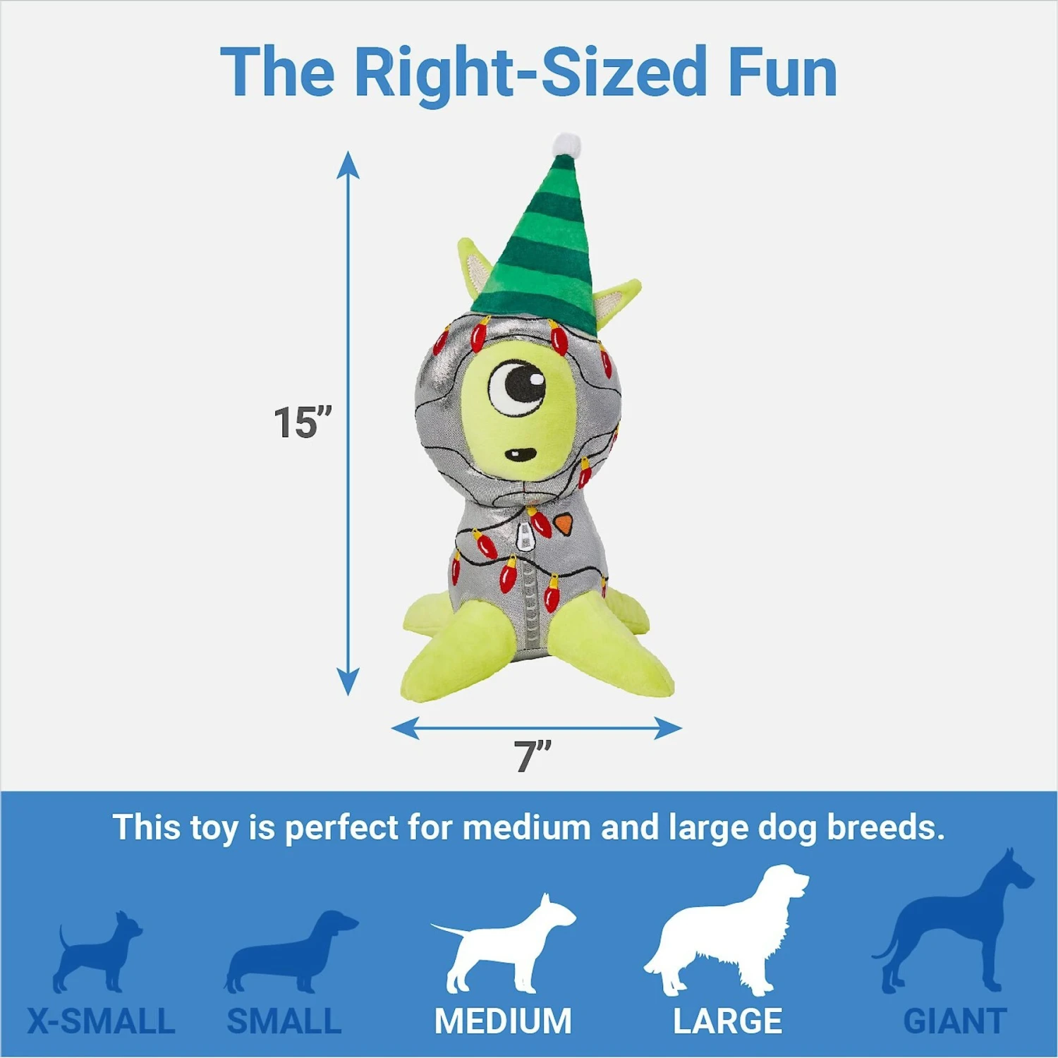 Frisco Holiday Alien Plush Squeaky Dog Toy 4 Frisco Holiday Alien Plush Squeaky Dog Toy - Image 2