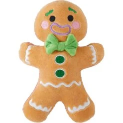 Frisco Holiday Naughty Or Nice Gingerbread Man Reversible Plush Squeaky Dog Toy