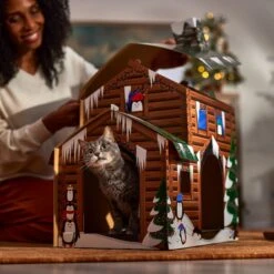 Frisco Holiday Log Cabin Cardboard Cat House -Frisco 287287 PT3. AC SS1800 V1695043546