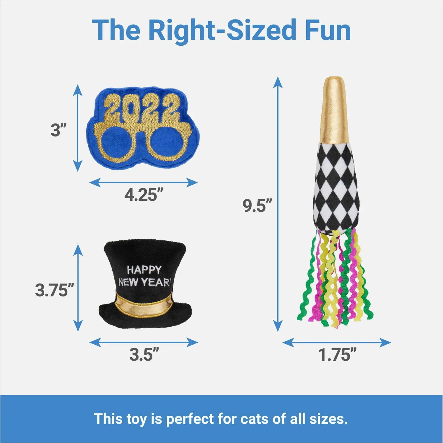 Frisco New Years Necessities Plush Cat Toy With Catnip 4 Frisco New Years Necessities Plush Cat Toy With Catnip - Image 2