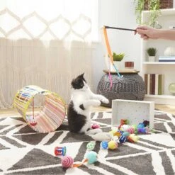 Sheba Meaty Tender Sticks Salmon Flavored Soft Adult Cat Treats & Frisco Plush, Teaser, Ball & Tunnel Variety Pack Cat Toy With Catnip -Frisco 298508 PT4. AC SS1800 V1623202064
