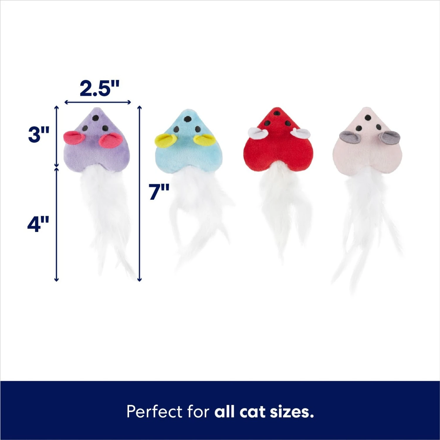 Frisco Valentine Heart Mice Plush Cat Toy With Catnip 4 Frisco Valentine Heart Mice Plush Cat Toy With Catnip - Image 2