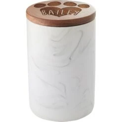 Frisco Ceramic Marble Print Personalized Treat Jar With Wood Lid, 3.75 Cups -Frisco 301181 PT3. AC SS1800 V1630332827