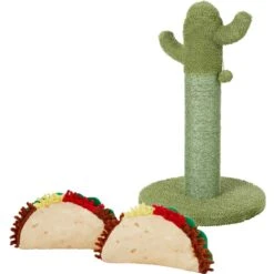 Frisco Cactus Cat Scratching Post & Frisco Taco Plush Cat Toy With Catnip