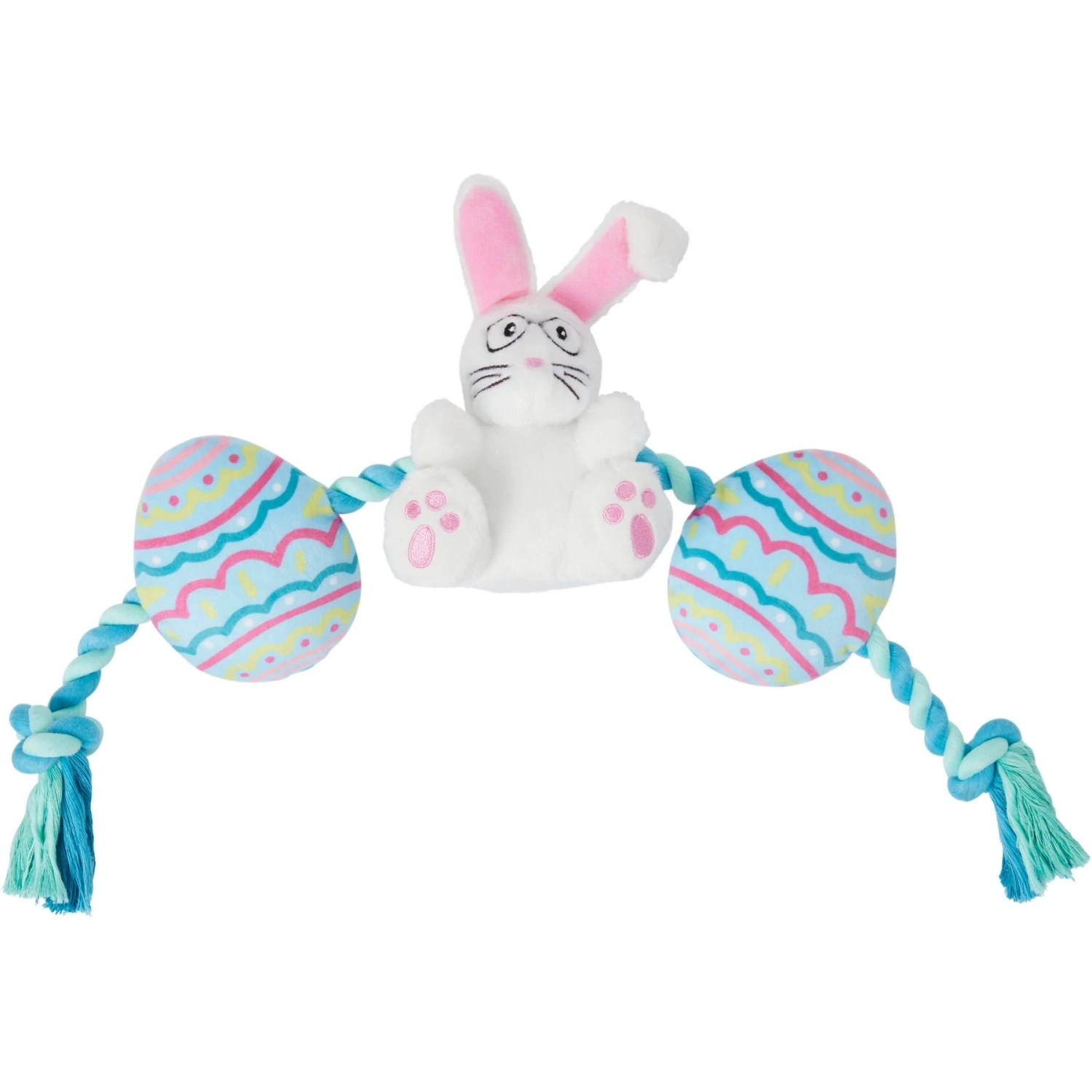 Frisco Easter Bunny & Egg Plush With Rope Dog Toy 3 Frisco Easter Bunny & Egg Plush With Rope Dog Toy