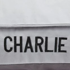 Frisco Personalized Silver Bolstered Bed With Silver Check Bolster -Frisco 311770 PT4. AC SS1800 V1630594018