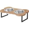 Frisco Premium Wood Elevated Bone Shape Stainless Steel Double Diner Dog & Cat Bowl, 3 Cup -Frisco 331497 MAIN. AC SS1800 V1657656891