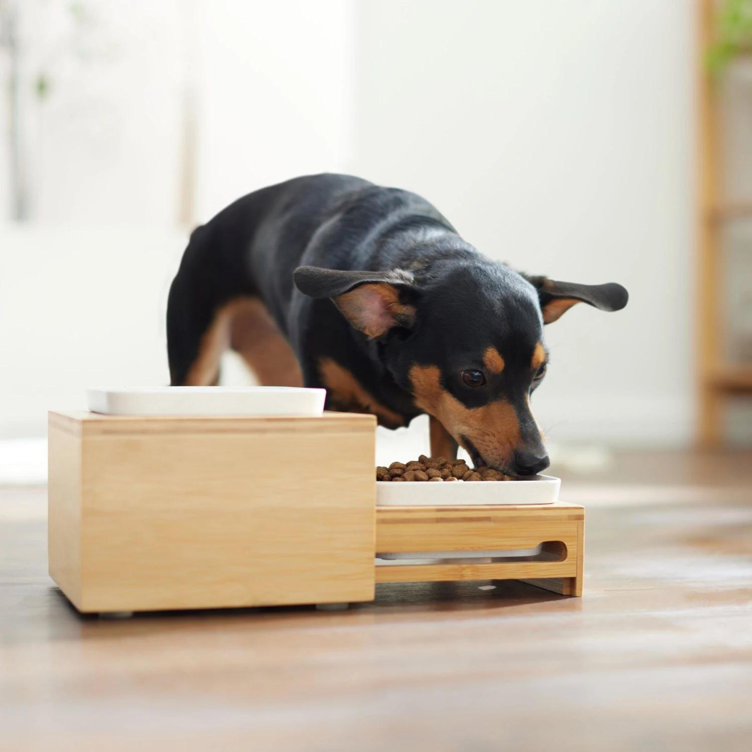 Frisco Elevated Non-Skid Bamboo Melamine Bowl Double Diner With Bamboo Stand 5 Frisco Elevated Non-Skid Bamboo Melamine Bowl Double Diner With Bamboo Stand - Image 3