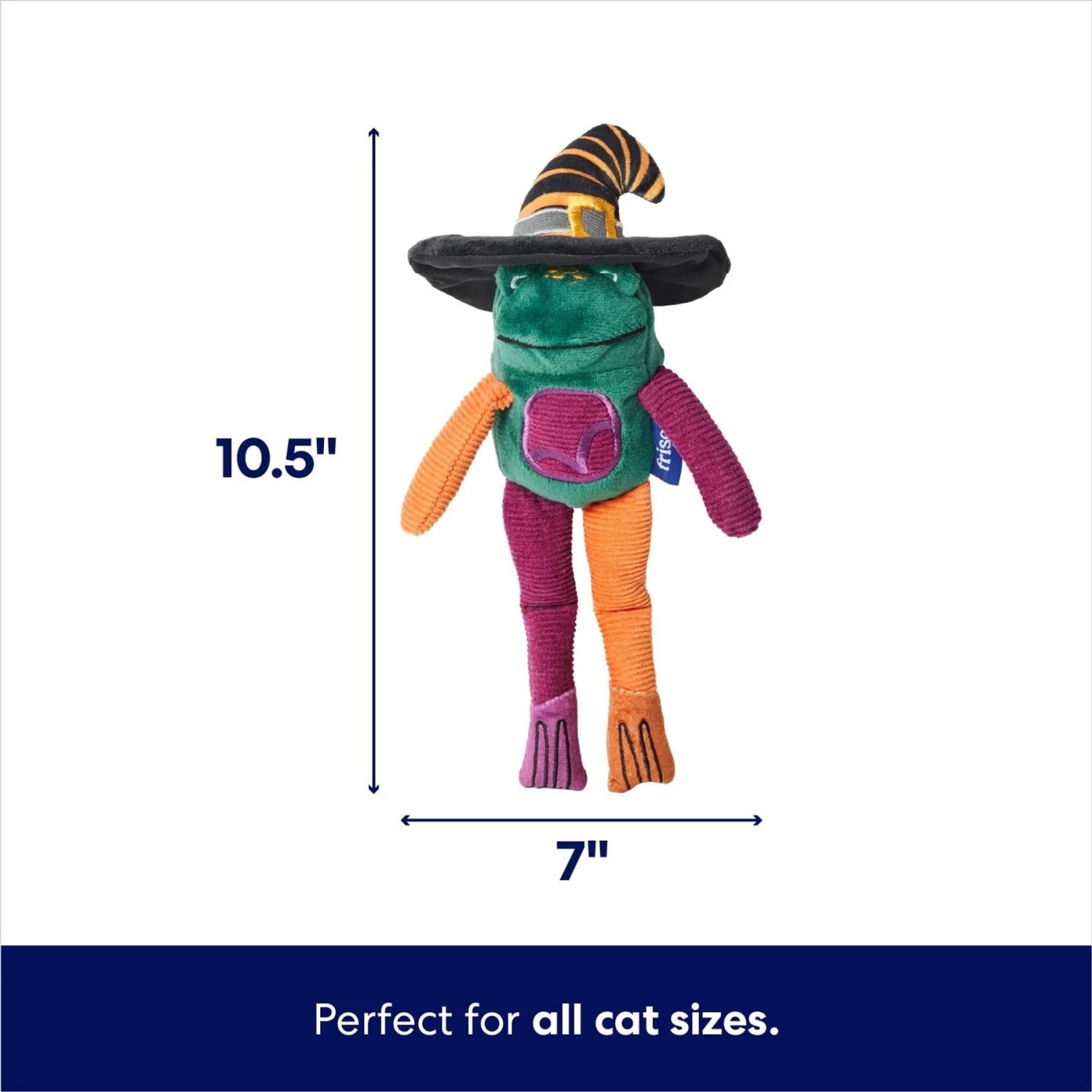 Frisco Halloween Frog In Witch Hat Plush Kicker Cat Toy With Catnip 4 Frisco Halloween Frog In Witch Hat Plush Kicker Cat Toy With Catnip - Image 2