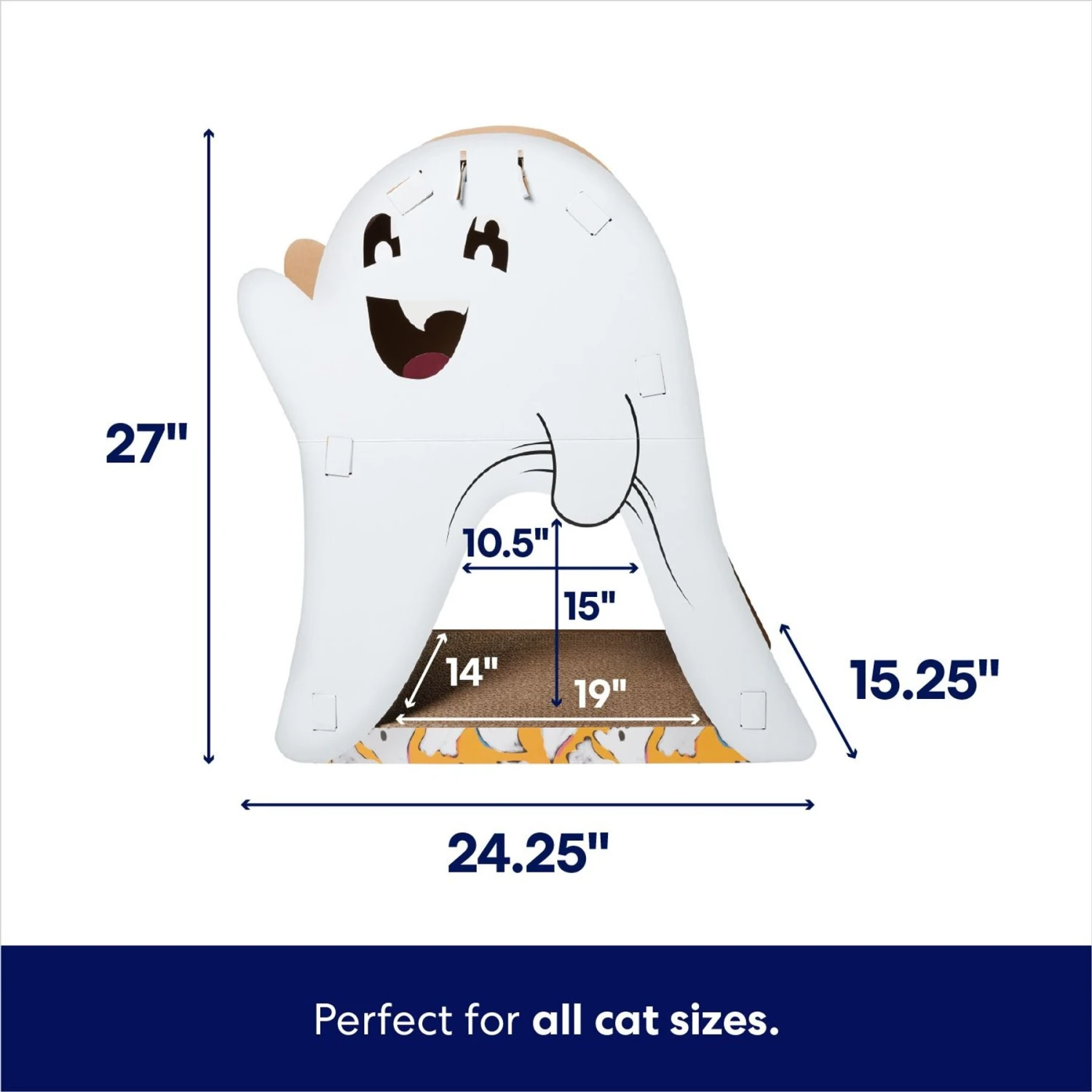 Frisco Halloween Cutie Ghost Cardboard Cat House With Catnip 4 Frisco Halloween Cutie Ghost Cardboard Cat House With Catnip - Image 2