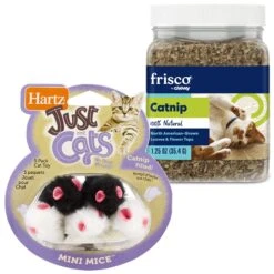 Frisco Natural Catnip & Hartz Just For Cats Mini Mice Cat Toy With Catnip, 5 Count