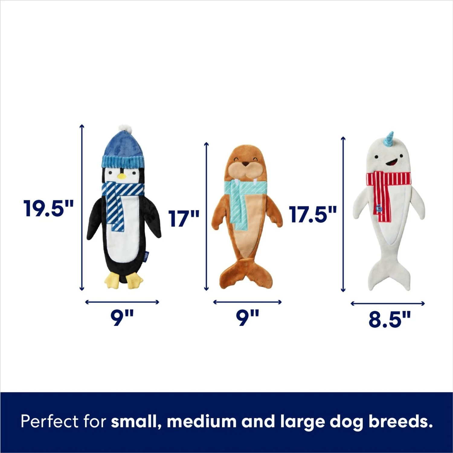 Frisco Holiday Arctic Friends Stuffing-Free Skinny Plush Squeaky Dog Toy 4 Frisco Holiday Arctic Friends Stuffing-Free Skinny Plush Squeaky Dog Toy - Image 2