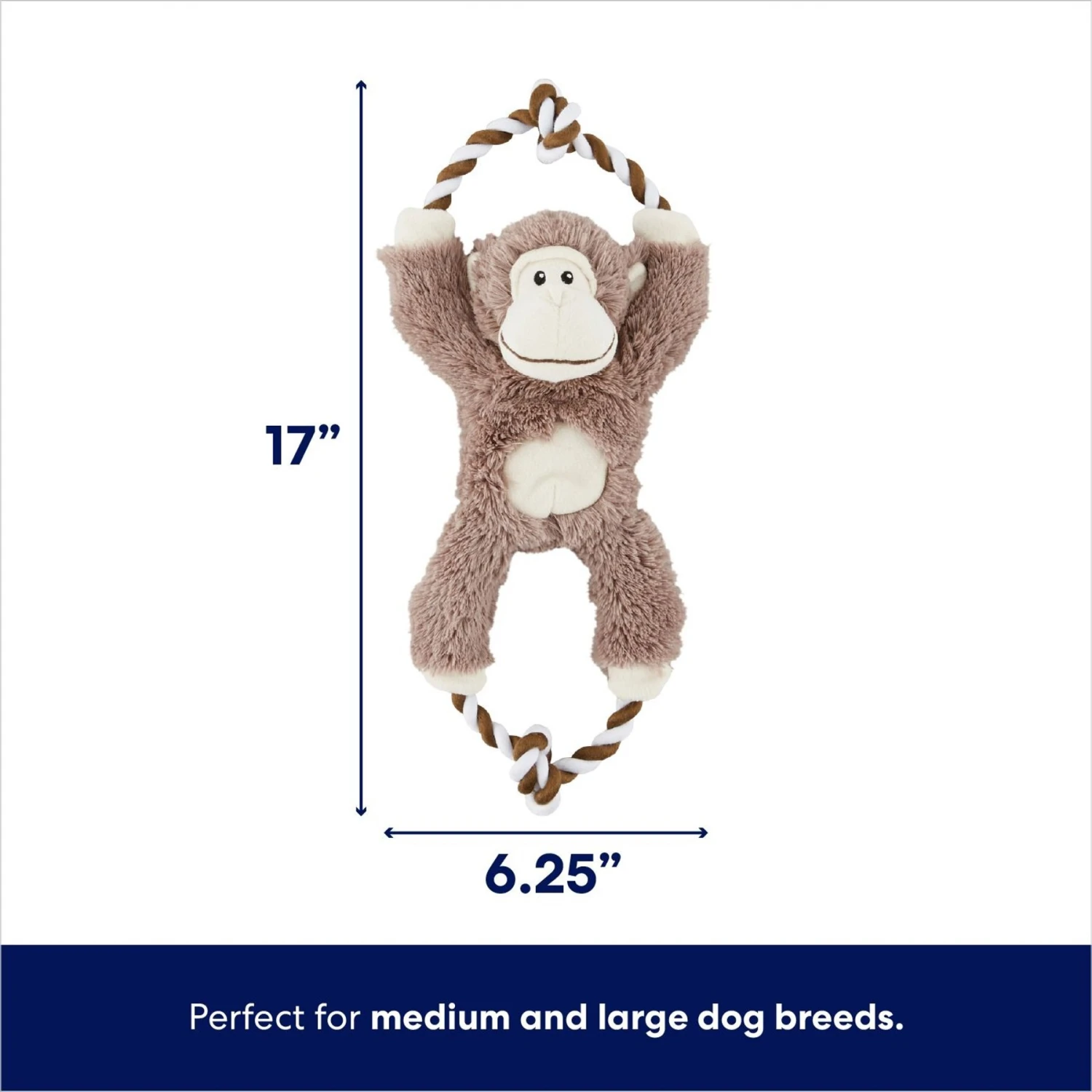 Frisco Monkey Plush With Rope Squeaky Dog Toy & Frisco Cow Plush With Inside Rope Squeaky Dog Toy 5 Frisco Monkey Plush With Rope Squeaky Dog Toy & Frisco Cow Plush With Inside Rope Squeaky Dog Toy - Image 3
